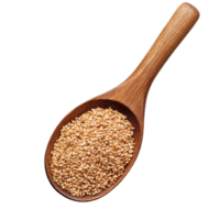 Sesame seeds in a wooden spoon isolated on a transparent background showcasing culinary ingredients, Sesame seeds in a wooden spoon isolated on transparent background png
