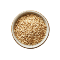 A bowl of sesame seeds placed on a clean transparent background highlighting their natural texture and color, sesame in a bowl on transparent background png