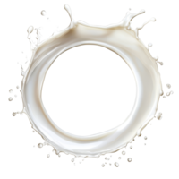 Milk splash forming a perfect circular shape isolated on a transparent background, showcasing motion and fluidity, Milk splash forming a circle isolated png