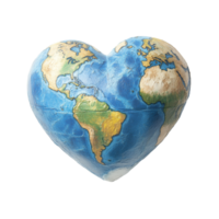 Heartshaped globe representing unity and love towards the Earth on a transparent background, heart shaped earth globe transparent background png