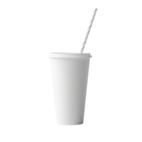 Mockup template of a paper soda cup with a straw on a plain background for design presentations and marketing, Paper Soda Cup with Straw Mockup Template Isolated on Light Grey Background png