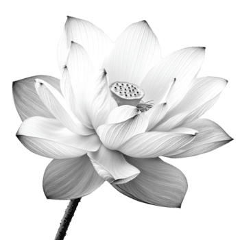 negro y transparente loto flor en contra un transparente antecedentes representando tranquilidad y pureza en naturaleza, loto flor negro y transparente en transparente antecedentes png