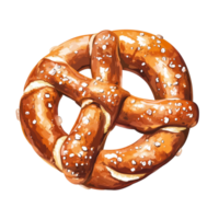 Enjoying a freshly baked, soft pretzel topped with coarse salt on a warm evening at a local festival, Delicious pretzel image with a transparent background or transparent background, with a precise png