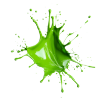 Bright green paint splash isolated on a transparent background creating an energetic and dynamic visual effect, green paint splash isolated on transparent background png