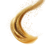 Elegant gold dust swirl creating a dynamic sparkle effect against a transparent background, perfect for artistic designs, Gold Dust Swirl Elegance, file of isolated object on transparent background png