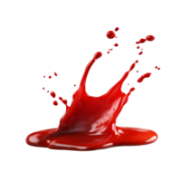 A vibrant ketchup splash creates dynamic shapes against a clean transparent background in a playful display of color, Ketchup Splash on transparent background png