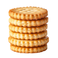 A stack of delicious butter biscuits arranged neatly against a clean transparent background for a simple, appetizing look, stack of butter biscuits on transparent background png