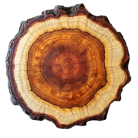 Beautiful cross section of a tree trunk serving as a unique cutting board for culinary preparations, tree trunk cross section, A cutting board made of crosssectional wood. png