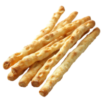 Crispy baked bread sticks arranged on a transparent background showcasing their golden texture and appealing crunch, Pie or bread Sticks on transparent background png