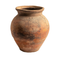 Old clay pot resting on a clean transparent background, showcasing ancient craftsmanship and historical significance, Old clay pot on a transparent background png