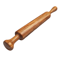 An isolated wooden rolling pin resting on a clean transparent surface, perfect for baking and culinary tasks in any kitchen, Wooden rolling pin isolated png