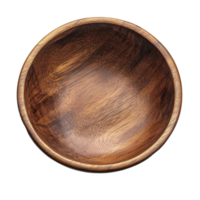 Natural wooden bowl crafted from brown wood displayed against a soft transparent background for a warm, inviting ambiance, brown empty natural wooden bowl png