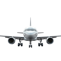 Airplane isolated against a transparent background showcasing its sleek design and engine details, Airplane isolated png