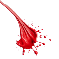 Red paint droplets cascade down a transparent surface, creating a vivid contrast and artistic flow, red liquid drops of paint color flow down on transparent background png