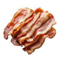 Sliced bacon pieces arranged neatly on a transparent surface for culinary use and meal preparation, Sliced bacon isolated png