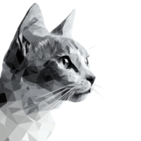 Geometric polygonal cat design set against a clean transparent background, showcasing digital art style and creativity, Polygonal cat on transparent background. Geometric polygonal cat transparent png