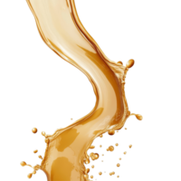 Caramel splash in motion creates a wave of sweet delight isolated against a backdrop, caramel splash in motion wave flow air isolated on transparent background png