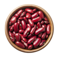 Fresh red beans in a wooden bowl on a transparent background ready for cooking or meal preparation, red beans in a bowl isolated on transparent background png