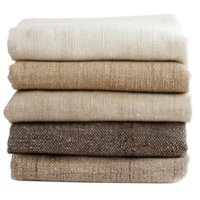 Stack of tweed fabric in various neutral shades isolated on a solid transparent background, stack of Tweed fabric, transparent isolated on solid transparent background png