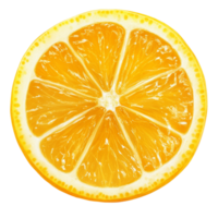 Fresh slice of lemon isolated on a clean transparent background showcasing vibrant yellow color and juicy segments, slice of lemon isolated on transparent background png