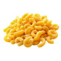 A generous pile of uncooked Gomiti pasta on a clean transparent background, perfect for culinary creations, Pile of raw Macaroni Gomiti Pasta isolated on transparent background png