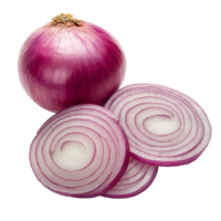 Freshly sliced red onions on a clean transparent background showcasing their vibrant color and circular pattern, slice onions isolated on transparent background png
