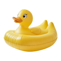 Bright yellow rubber duck pool float on a clean transparent background, perfect for summer fun and relaxation, Yellow Rubber Duck Pool Float On transparent background png
