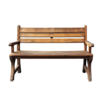 Rustic wooden bench with a simple design set against a pristine transparent background for minimalist decor, Wooden Bench on transparent background png