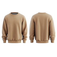 Mockup of a beige sweater showcasing front and back views set against a neutral background, Sweater Mockup from Front and Back Views on transparent background png