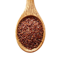Red quinoa in wooden spoon isolated on transparent background for culinary and healthfocused presentations, red quinoa in wood spoon isolated on transparent background png