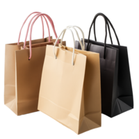 Various types of shopping bags in neutral colors isolated on a light background, Various type of shopping bags isolated png