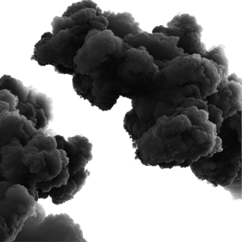 Black clouds create dramatic contrast against bright transparent background in striking visual display, black clouds on transparent background png