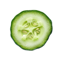 Freshly sliced cucumber on a clean transparent background showcasing its vibrant green color and juicy texture, Fresh slice cucumber on transparent background png