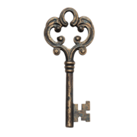uma vintage ornamentado chave em repouso em uma limpar \ limpo transparente fundo, exibindo intrincado Projeto e histórico charme, vintage velho chave em uma transparente fundo png