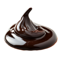 Rich, smooth liquid chocolate expertly poured and curved on a clean transparent background showcasing its glossy texture, liquid chocolate isolated on transparent background png
