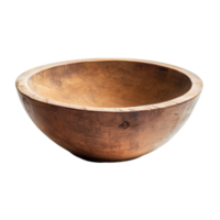 A beautifully crafted empty wooden bowl on a smooth transparent background showcasing natural textures and colors, empty wood bowl on transparent background png
