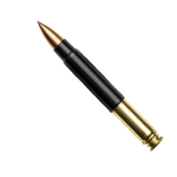 A detailed view of a dark bullet trace and bullet isolated on a transparent background, emphasizing the contrast of materials and colors, dark bullet trace with bullet isolated on transparent png