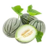 Fresh pepino melons with vibrant green leaves on a transparent background, pepino melons with leaf on transparent background png