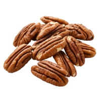 Fresh pecans beautifully arranged on a bright transparent background showcasing their rich color and texture, Fresh pecans on a transparent background png