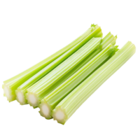 Freshly sliced celery sticks arranged neatly on a transparent background for culinary presentation and food preparation, Slice celery isolated on transparent background png