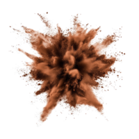 Brown powder explosion isolated on a transparent background capturing dynamic movement and energy, brown color powder explosion isolated on transparent background png