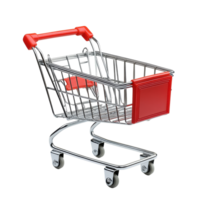 Empty shopping cart on a transparent background ready for grocery or retail shopping in a modern store, Empty shopping cart isolated png