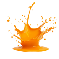 Bright orange paint splash creating dynamic patterns against a clean transparent background in an artistic display, the Orange paint splash isolated transparent background png