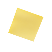 A single yellow sticky note with shadow on a transparent background, perfect for reminders or quick notes, single yellow sticky note paper with shadow isolated on transparent background png