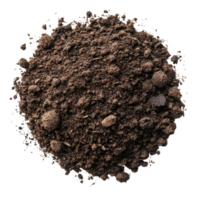 Loose soil on a transparent background showcasing texture, color, and composition in an isolated setting, soil isolated on transparent background png
