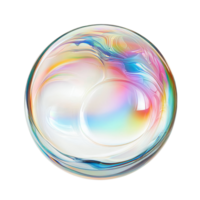 A vibrant soap bubble floating gracefully on a transparent background, showcasing colorful reflections and delicate wisps, soap bubble on transparent background png