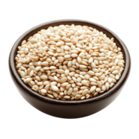 Bowl of transparent sesame seeds on a clean transparent background showcasing their natural color and texture, transparent sesame in a bowl on transparent background png