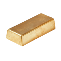 A solitary gold ingot resting on a smooth transparent surface highlighting its gleaming surface and solid form, Gold ingot on a transparent background png