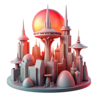 Futuristic Cityscape 3D Render A Utopian Architectural Illustration png