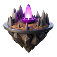 3D Render Mystical Floating Island Game Asset Purple Crystal Energy Source png